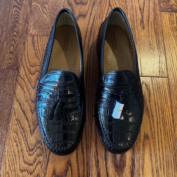 NEW Florsheim Pisa Leather Crocodile Print Moc Toe Tassel Loafer Men's 10 EEE 3E - Picture 4 of 16